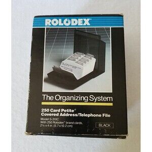 Rolodex S-310C 250 Card Black Address & Telephone Organizing System 1989